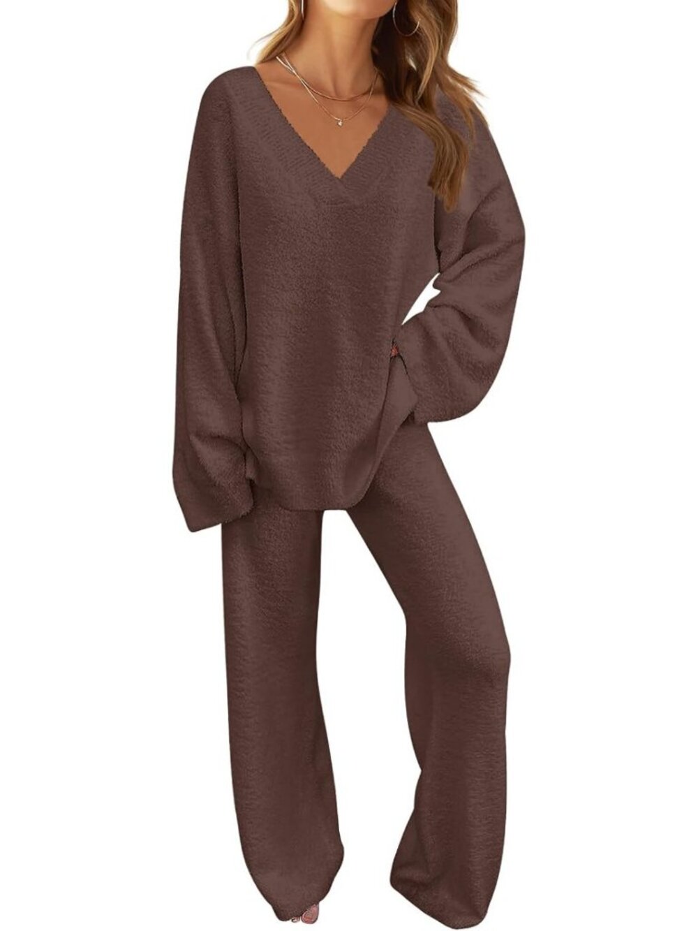 Cozy Women's Fall Fleece 2-Piece Lounge Set | Comfy Pajama Outfit for Relaxing
